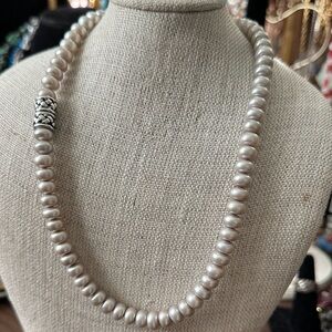 Elegant Silver Genuine Pearl Necklace
